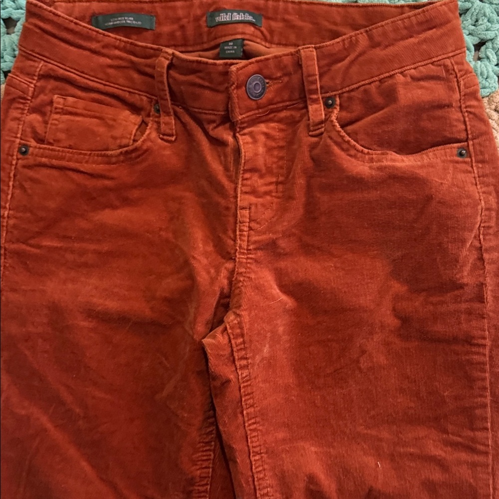 Wild Fable Burnt Orange Brown Corduroy Low Rise Flare Leg Pants Womans sz 00 - Picture 5 of 8